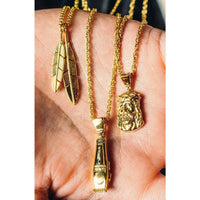 Thumbnail for Mister - Feather Necklace - 3 CHAIN FINISHES - 2 PENDANT COLORS -