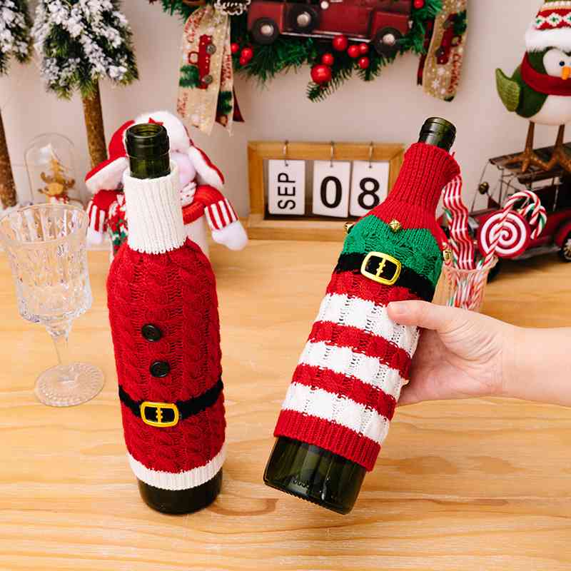 2-Piece Cable-Knit Wine Bottle Covers - 10.6" - [5-10 DAY DELIVERY] - 2 PCS. - T -