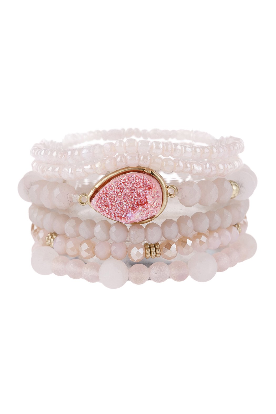 Teardrop Druzy Mixed Beads Bracelet - 8 COLORS -