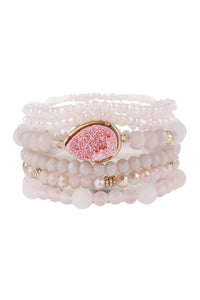 Thumbnail for Teardrop Druzy Mixed Beads Bracelet - 8 COLORS -