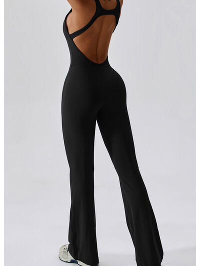 Cutout Wide Strap Bootcut Active Jumpsuit - T - 5 COLORS -