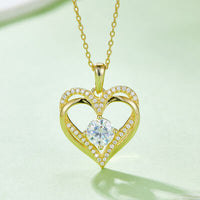 Thumbnail for 1.2 Carat Moissanite 925 Sterling Sliver Heart Necklace