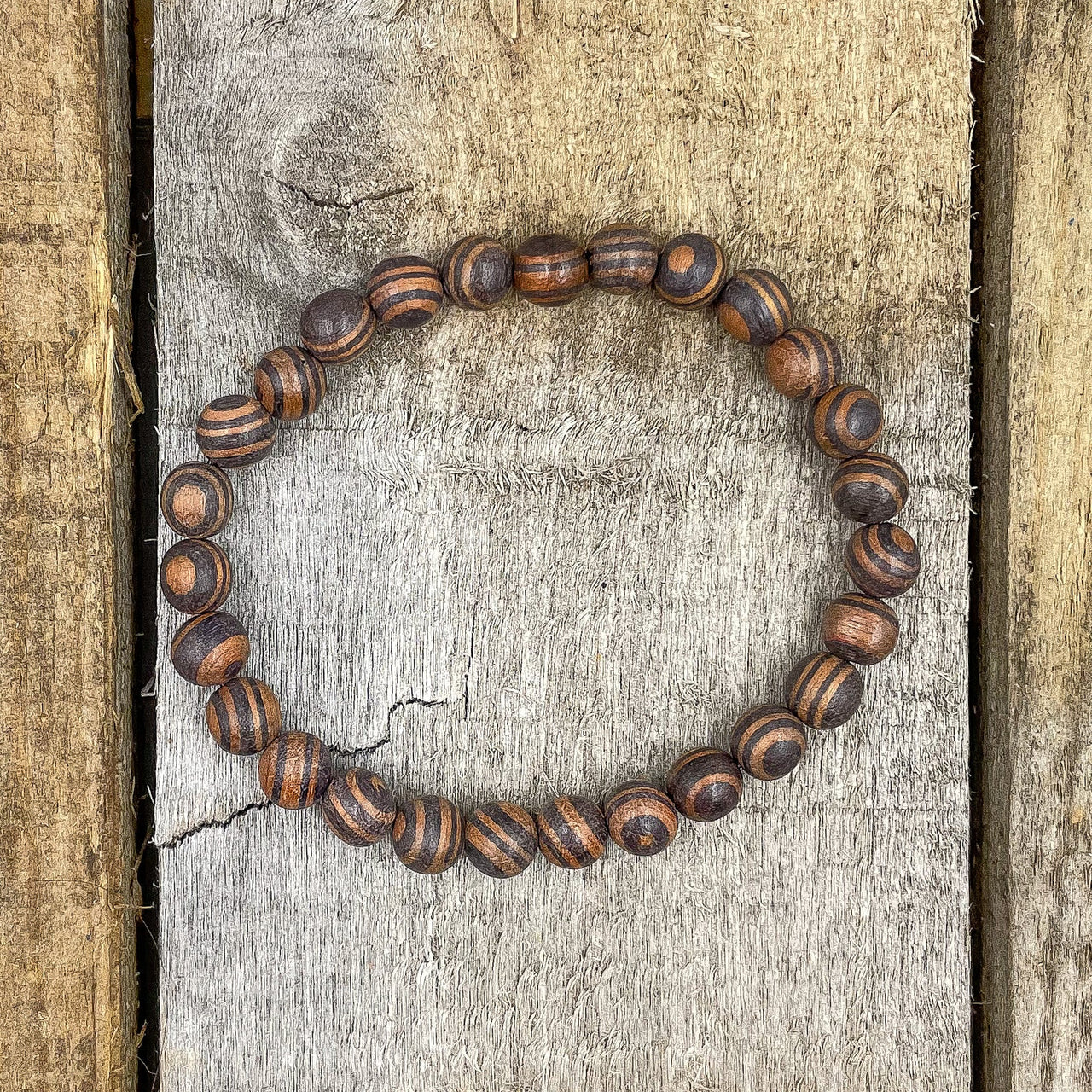 Union - Zebra Rosewood Mala Beaded Bracelet -