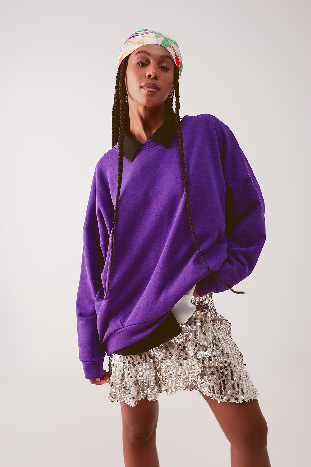 Q2 - Oversized Sweatshirt in Purple - 1 COLOR -