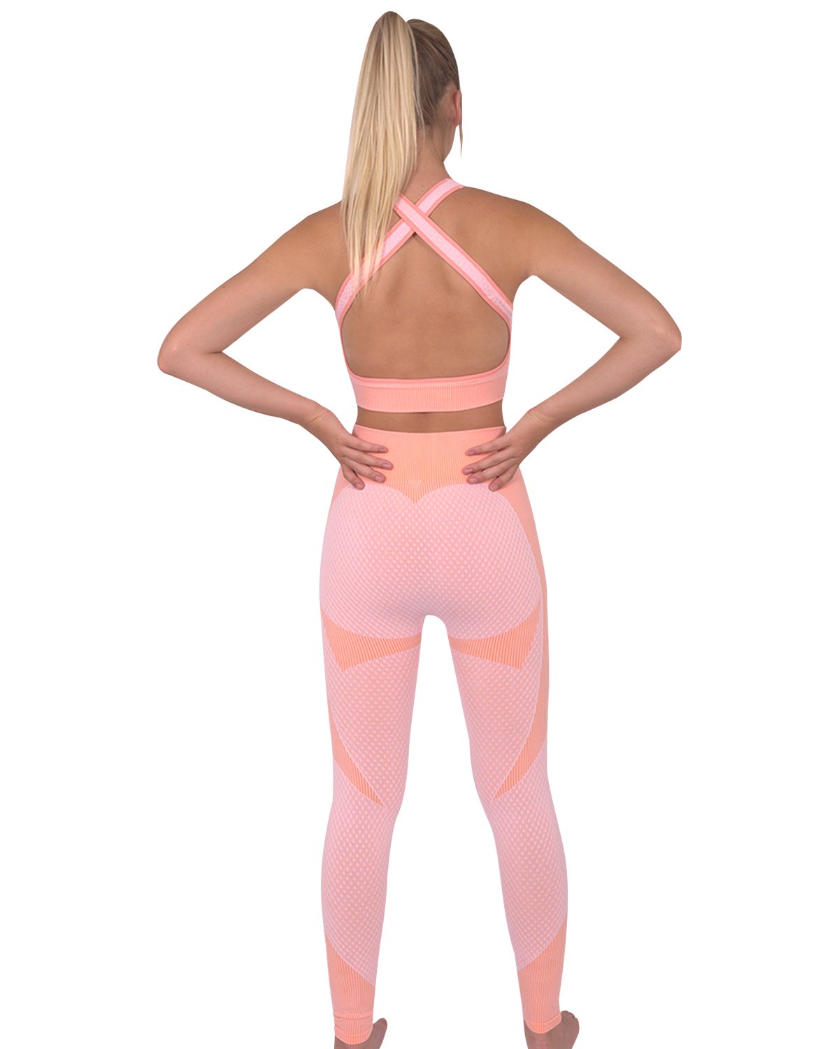 Savoy - Trois Seamless Leggings & Sports Top 2 Set - 2 PCS - Pink - 1 COLOR -