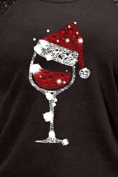 Plus Size Graphic Sequin Long Sleeve Round Neck T-Shirt - SIZES 1XL THRU 3XL - K - 1 COLOR -