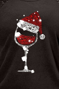 Thumbnail for Plus Size Graphic Sequin Long Sleeve Round Neck T-Shirt - SIZES 1XL THRU 3XL - K - 1 COLOR -