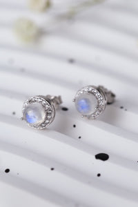 Thumbnail for Natural Moonstone 925 Sterling Silver Stud Earrings - T - 2 FINISHES -