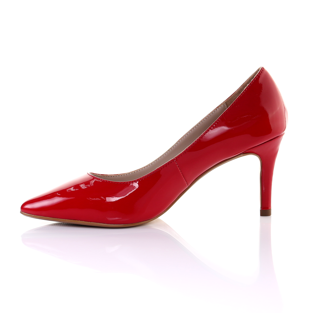 Patent Leather 8cm Pin Heel Pointed Toe Pumps-Red