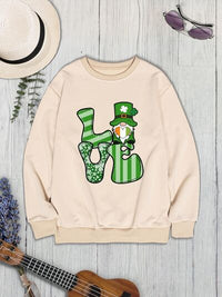 Thumbnail for LOVE Round Neck Gnome Dropped Shoulder Sweatshirt - T - 3 COLORS -