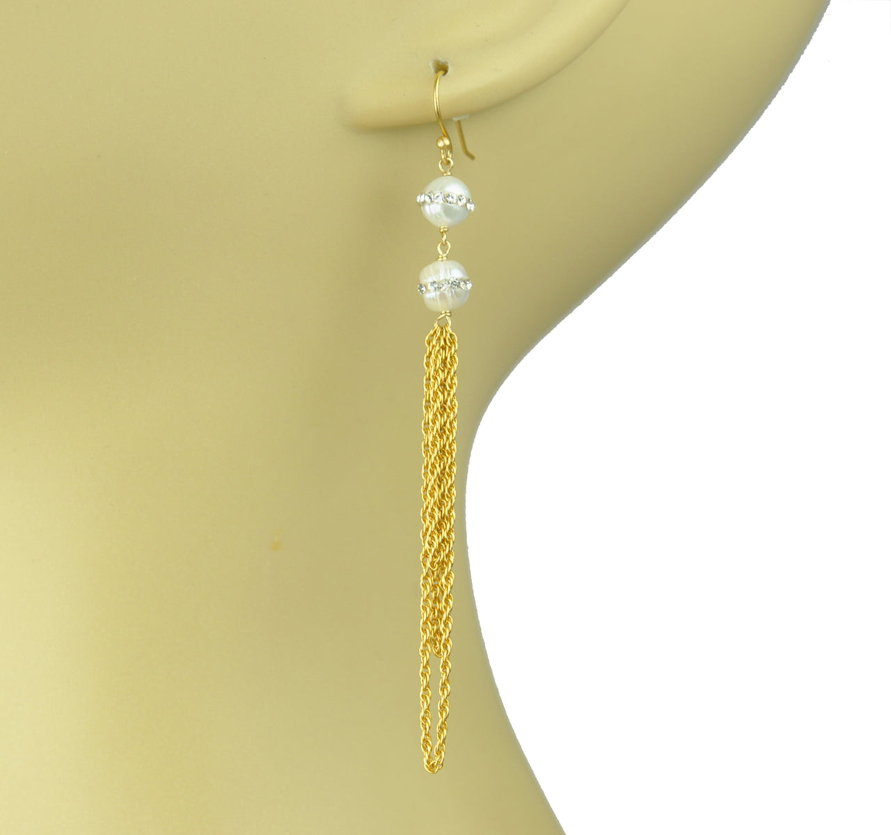 Gena Myint - Double White Pearl Statement Earrings -