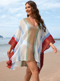 Thumbnail for Openwork Color Block Plunge Cover-Up - T - 4 COLORS -