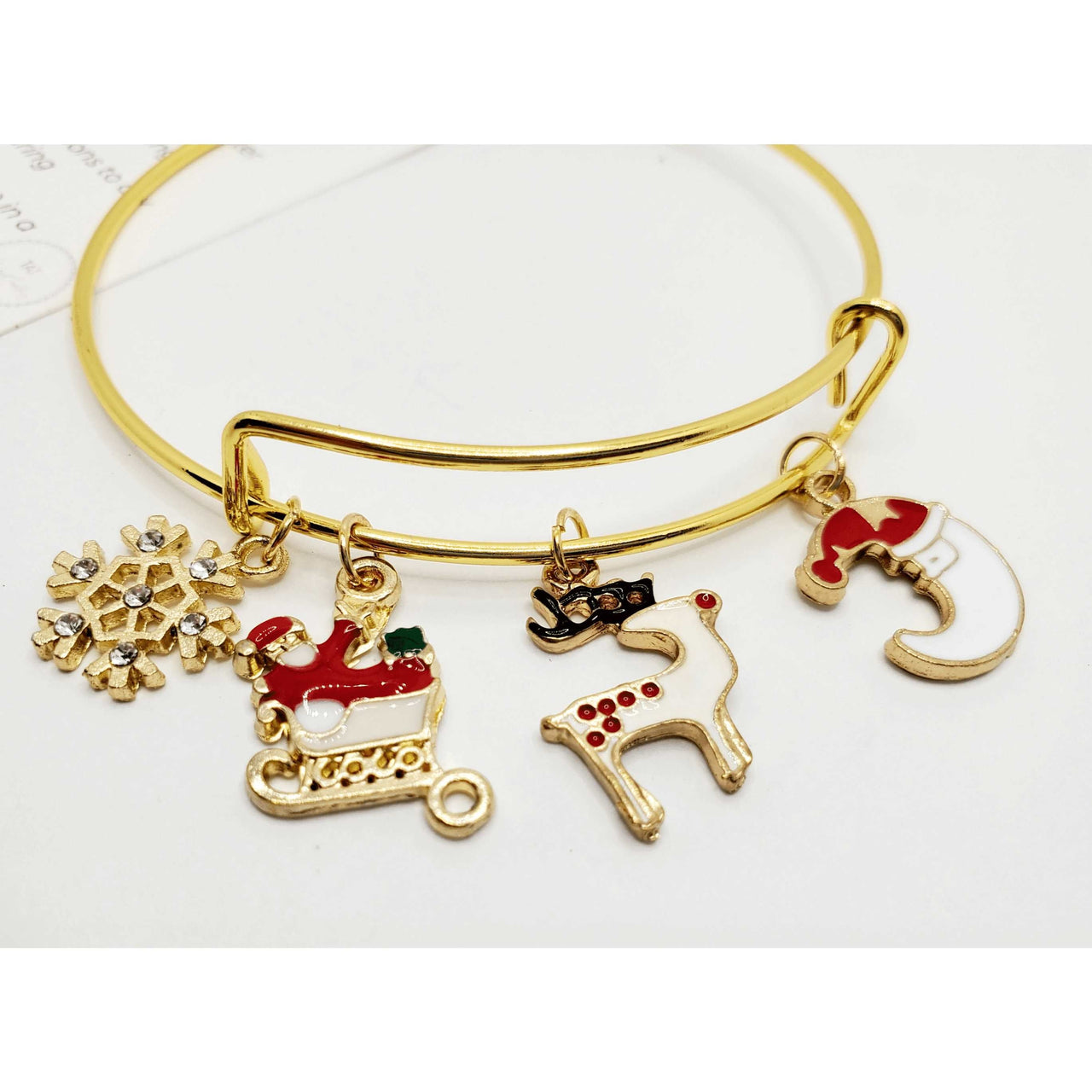 Fashion Hut - Christmas Snowflake Charm Bracelet - Gold -