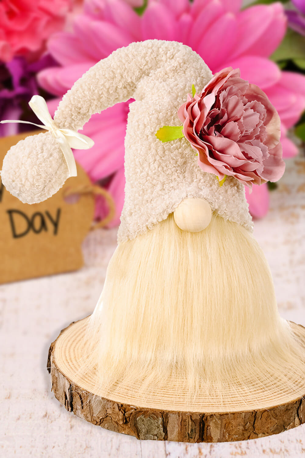 Special Occasion / Mother's Day Flower Decor Pom-Pom Trim Gnome - 13" - 1 TYPE - [5-10 DAY DELIVERY] - T -