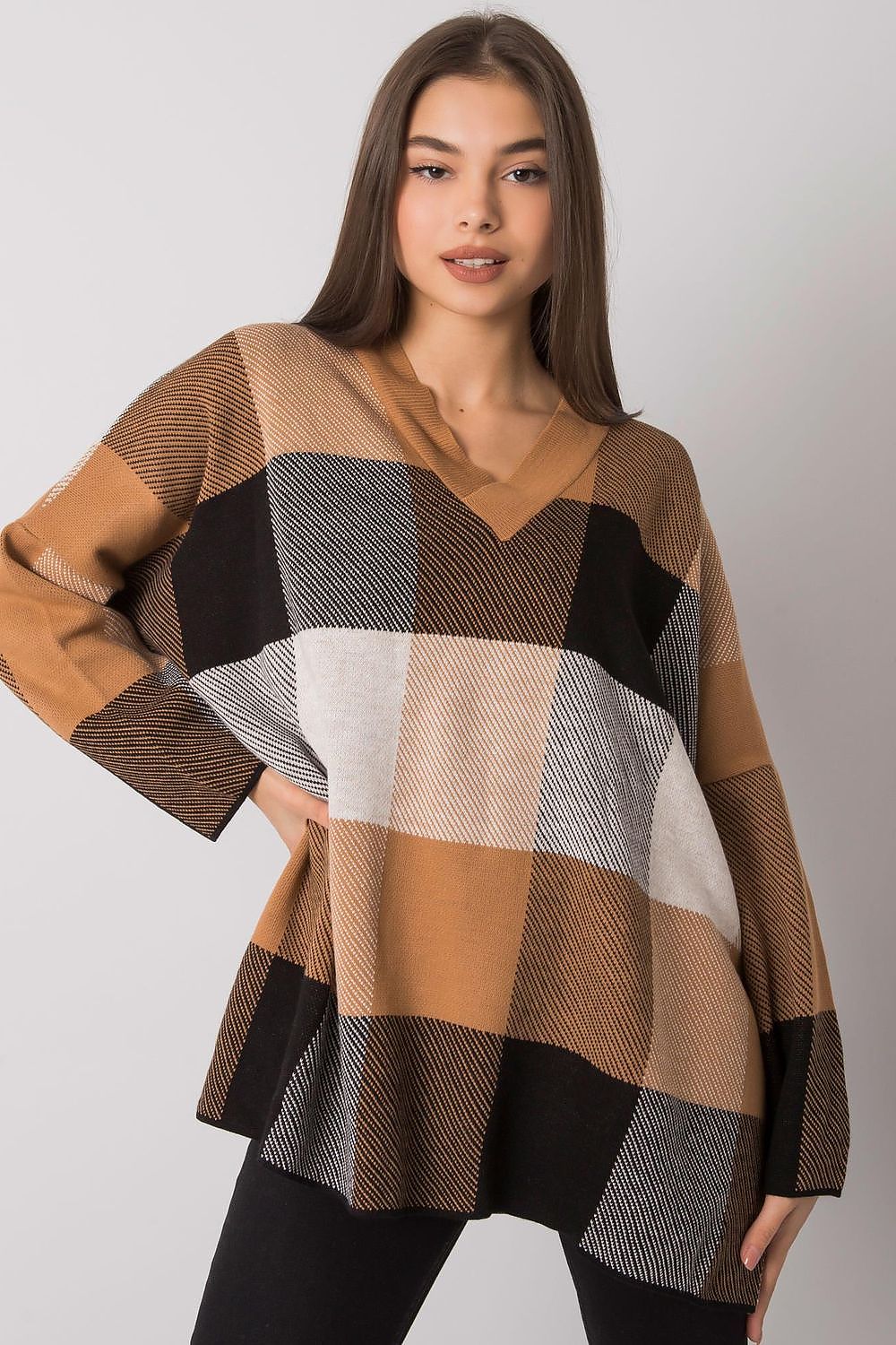 Fame - Jumper in Camel / Plaid - 1 COLOR -