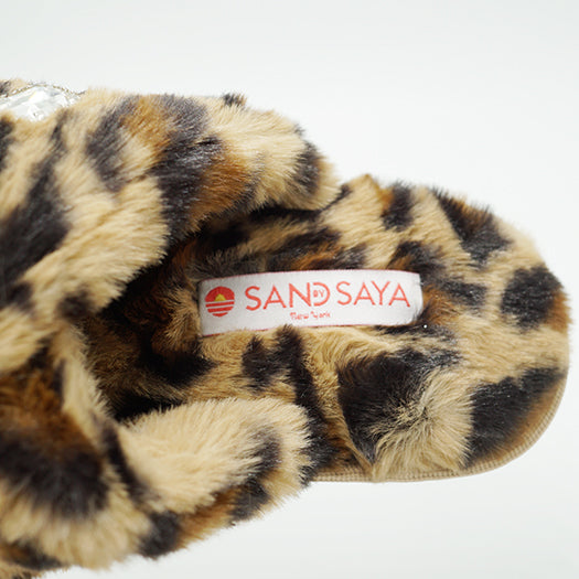 SAND BY SAYA N.Y. - Leopard Fur Slippers - Ultra Fluffy Ladies Room Shoes - 1 COLOR -