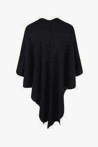 Thumbnail for Surplice Neck Pom-Pom Trim Poncho - 1 SIZE FITS ALL - K - 5 COLORS -