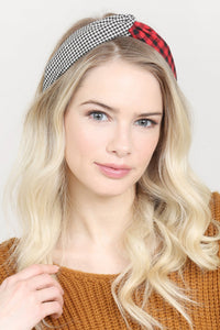 Thumbnail for Riah Fashion - Plaid Knotted Fabric Coated Hair Band - 2 COLORS -