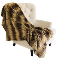 Thumbnail for Beige and Brown Chinchilla Faux Fur Luxury Throw - 14 SIZES -