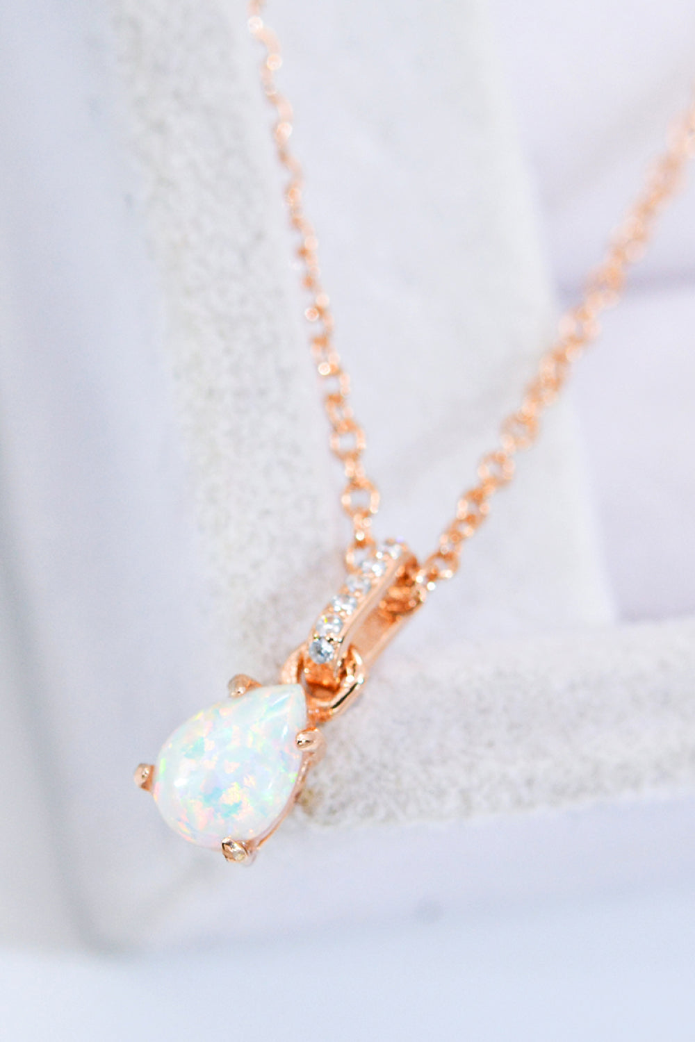 Opal Pendant 925 Sterling Silver Chain-Link Necklace- T - 2 FINISHES -