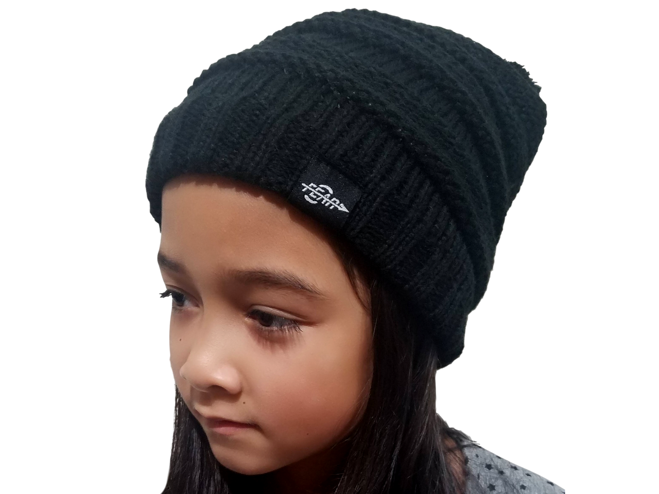 Fear0 NJ - Warmest Plush Insulated Black Knit Cable Toddler/Kids Beanie Hat - 1 COLOR -