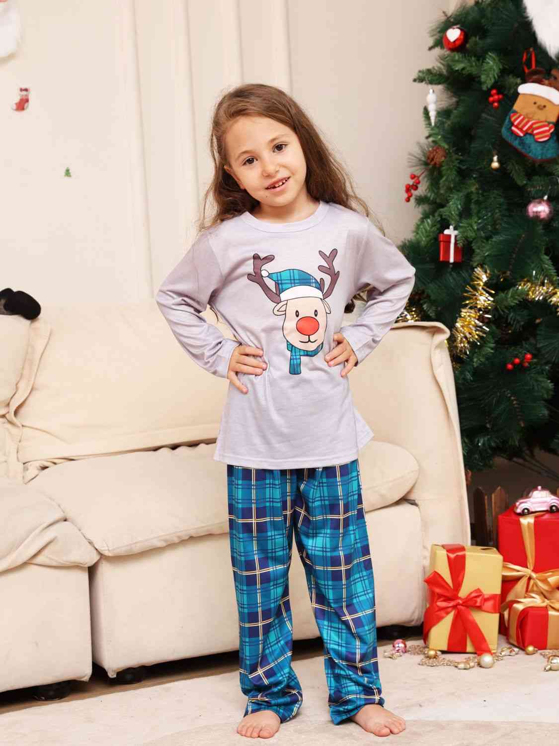 TODDLER Rudolph Graphic Long Sleeve Top and Plaid Pants Set - T -