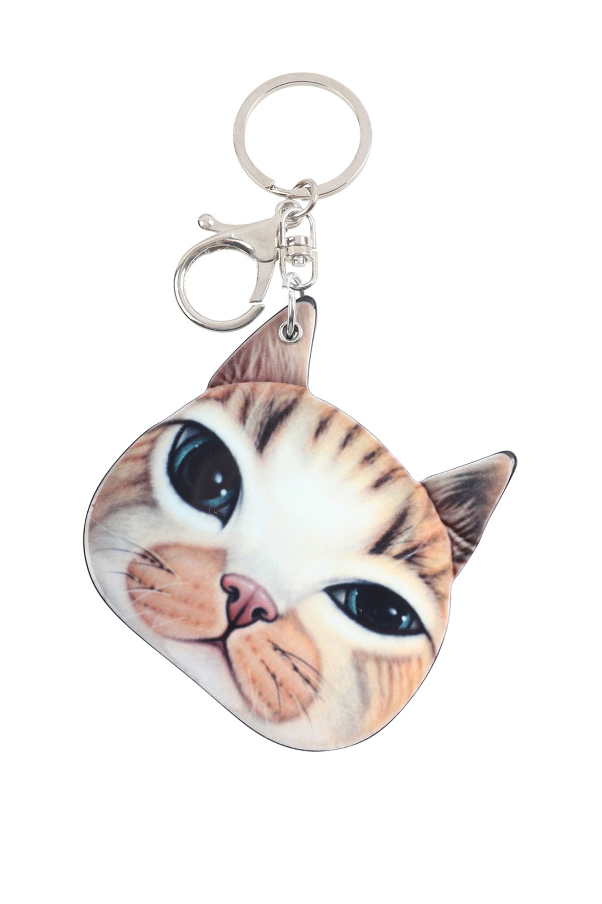 Riah Fashion - Brown Cat With Mirror Keychain -