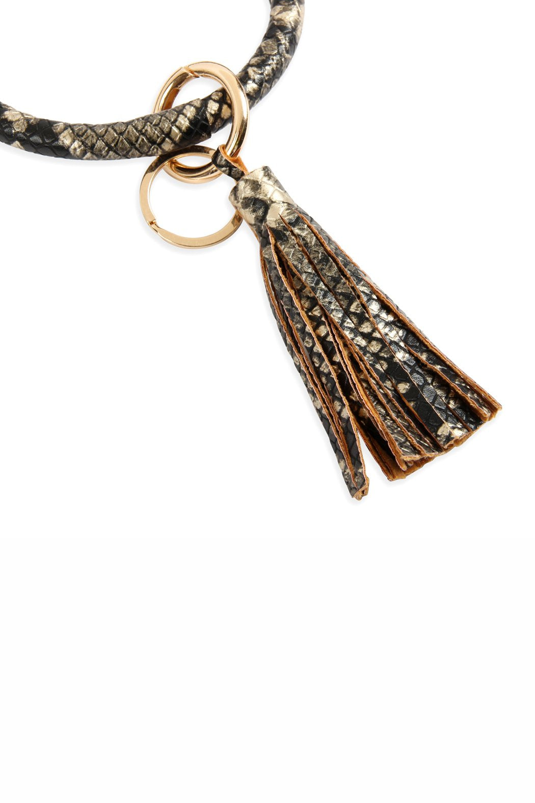 Snake Skin Printed Tassel Key Ring Bracelet - 7 COLORS -