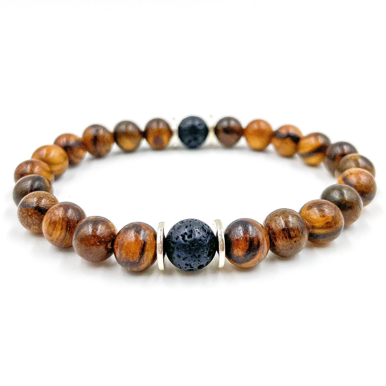 Westland - Dark Sandalwood & Lava Rock Mala Beaded Bracelet -