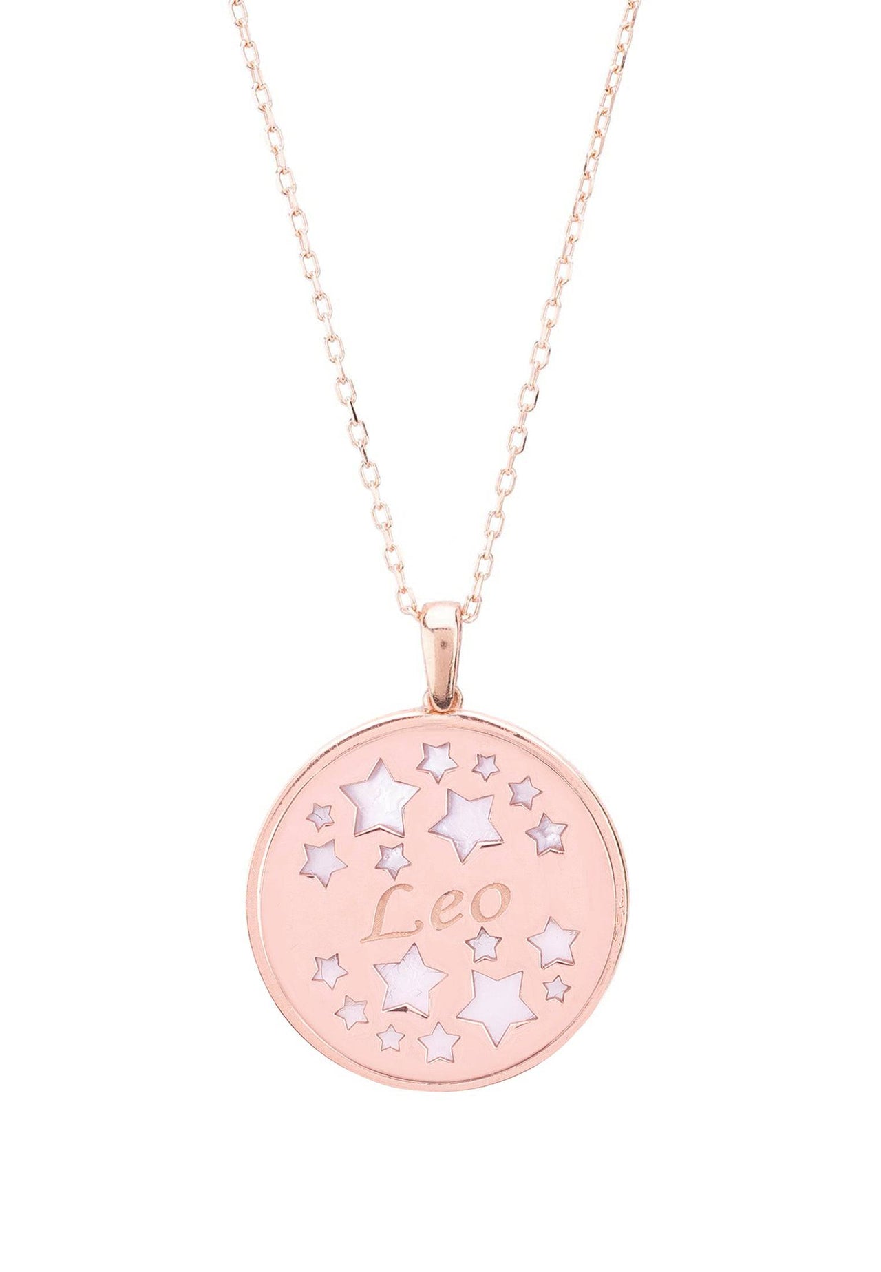 Zodiac Mother of Pearl Gemstone Star Constellation Pendant Necklace Leo -