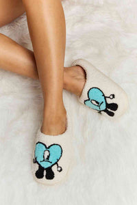 Thumbnail for Melody Love Heart Print Plush Slippers - T - 2 COLORS -