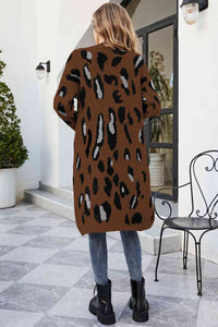 Thumbnail for Leopard Open Front Cardigan with Pockets - T - 3 COLORS -