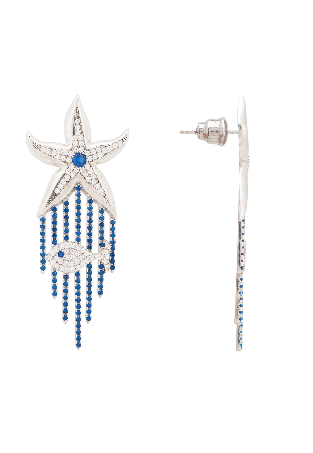 LATELITA - Siren Earrings Sapphire Blue Silver -