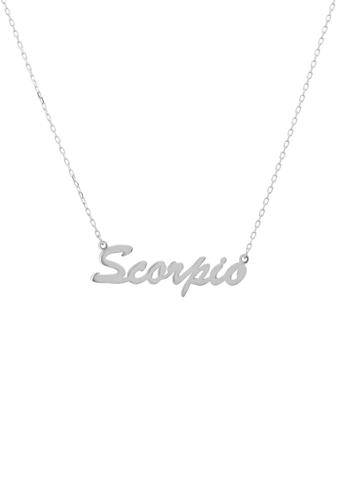 Zodiac Star Sign Name Necklace Silver Scorpio -