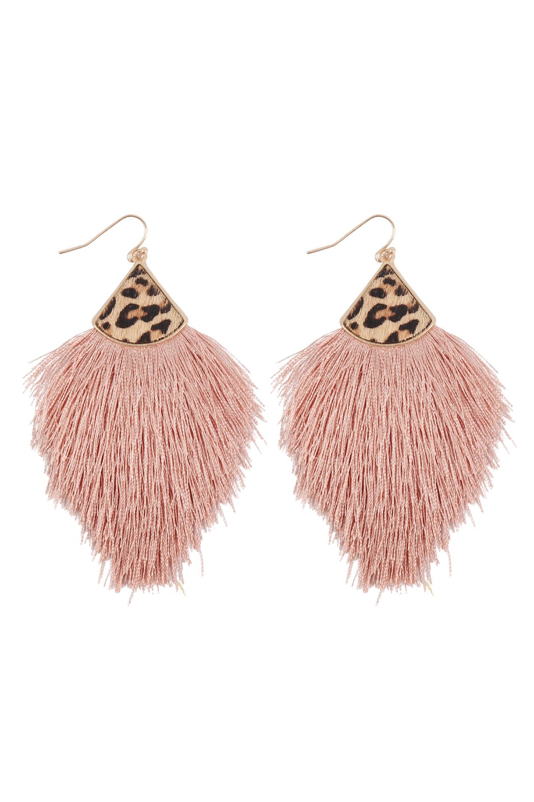 Leopard Real Leather Tassel Hook Earrings - 9 COLORS -