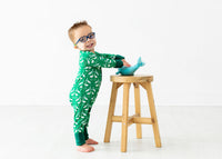 Thumbnail for Eclipse Kids - I'm Narwhally Sleepy - Green - Long Sleeve Zipper Sleep Romper -