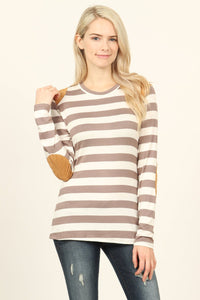 Thumbnail for Riah Fashion - Suede Detail Striped Top - 6 COLORS -