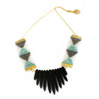 Thumbnail for Shh by Sadie - Adorn Spike Necklace - Grey and Green With Black Spikes -