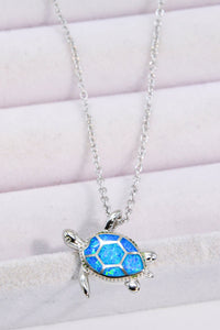 Thumbnail for Opal Turtle Pendant Chain-Link Necklace - T - 1 COLOR -