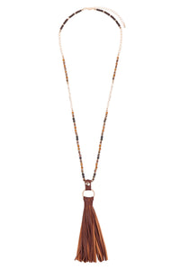 Thumbnail for Riah Fashion - Leather Tassel Necklace - 8 COLORS -