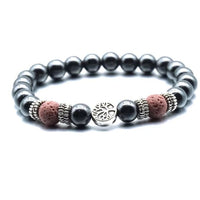 Thumbnail for Pink Tree of Life Lava Stone Metal Bracelet -