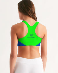 Thumbnail for Chaluisant - Neon Green with vibrant Blue - Women's Seamless Sports Bra -