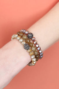 Thumbnail for Glass and Natural Stone Bracelet Set - 9 COLORS -