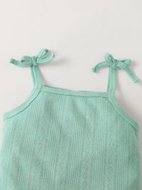 Thumbnail for Baby Girl Waffle-Knit Tie-Shoulder Top and Shorts Set with Headband - 3 PCS - T - 2 COLORS -