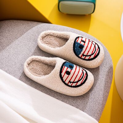 Melody American Flag Smiley Face Slippers - T - 1 COLOR -