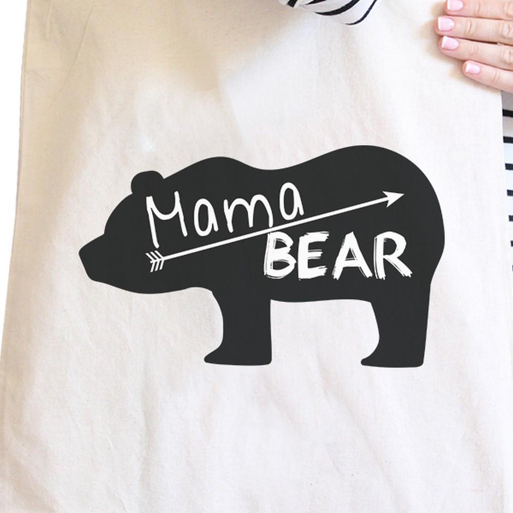 Mama Bear Natural Canvas Shoulder Bag Trendy Graphic Gift for Her -