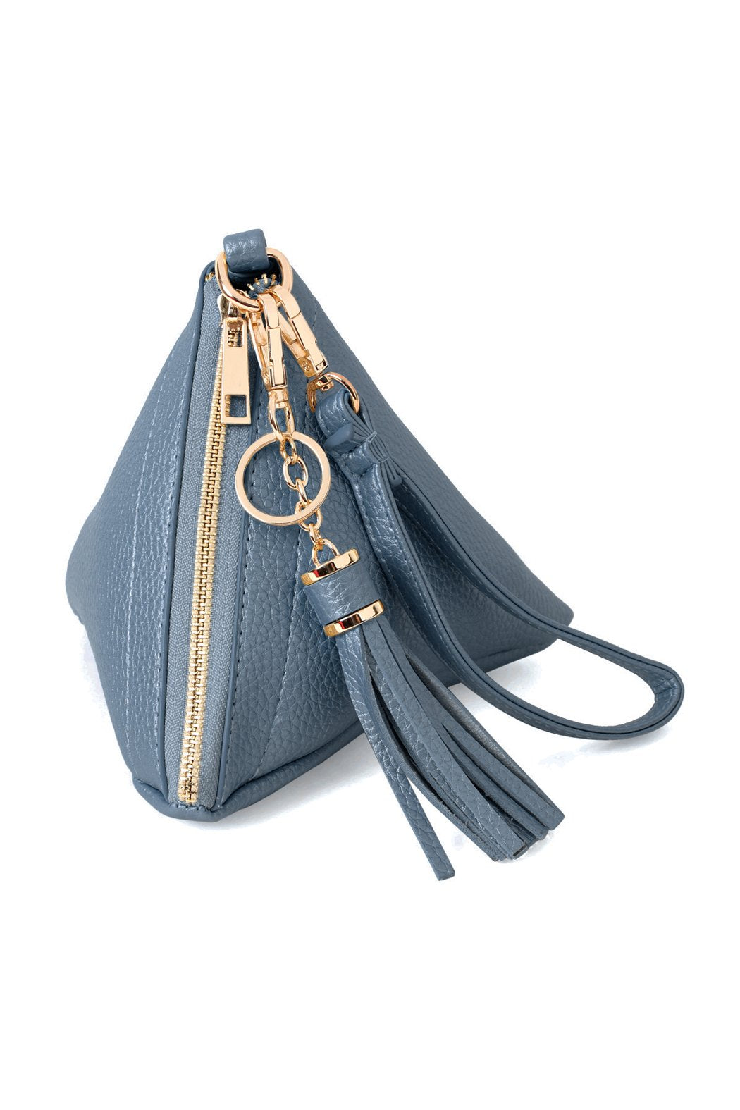 Riah Fashion - Pyramid Shape Tassel Wristlet Leather Bag - 15 COLORS -