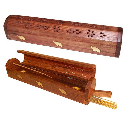 OMSutra - Incense Burner - Storage Wooden Box ~  Elephant -