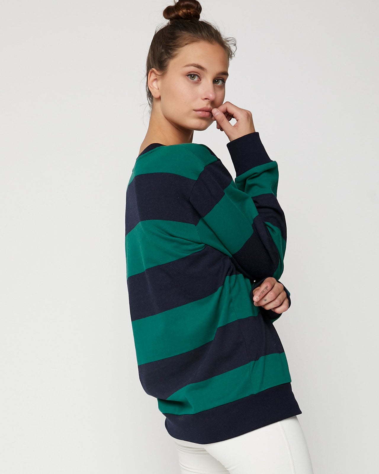 Rebody - Embroidered Rebody Rugby Striped Sweatshirt *Sustainable - 1 COLOR -