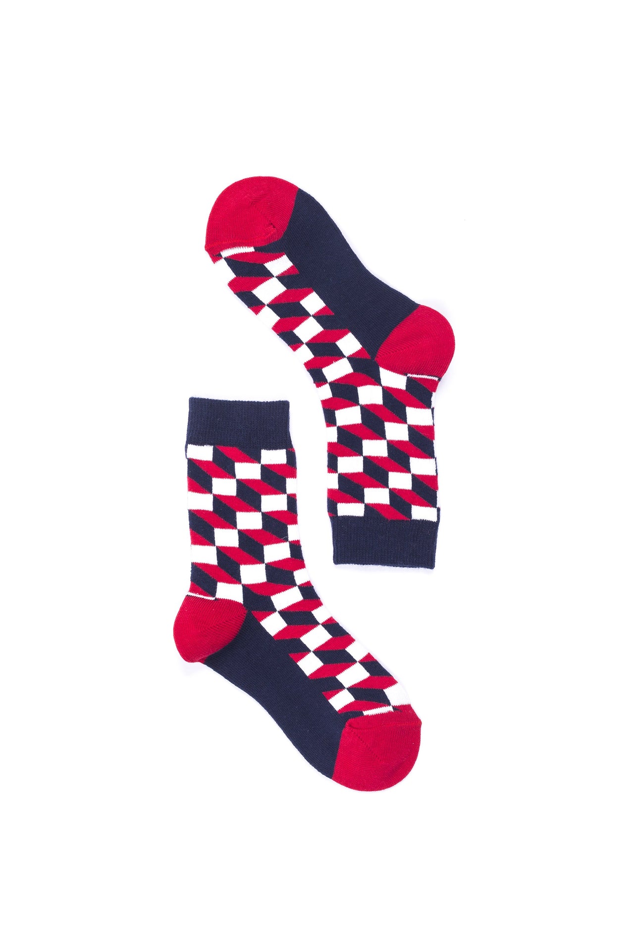 Women's Navy-Red Block Socks - 1 COLOR -